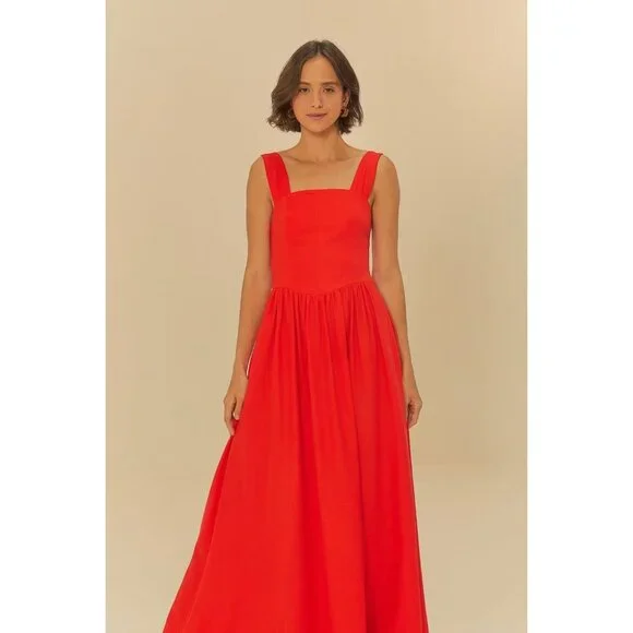 knee length dresses for ladies Farm Rio Flora Tapestry Off-White Linen-Blend Maxi Dress  Bluefly